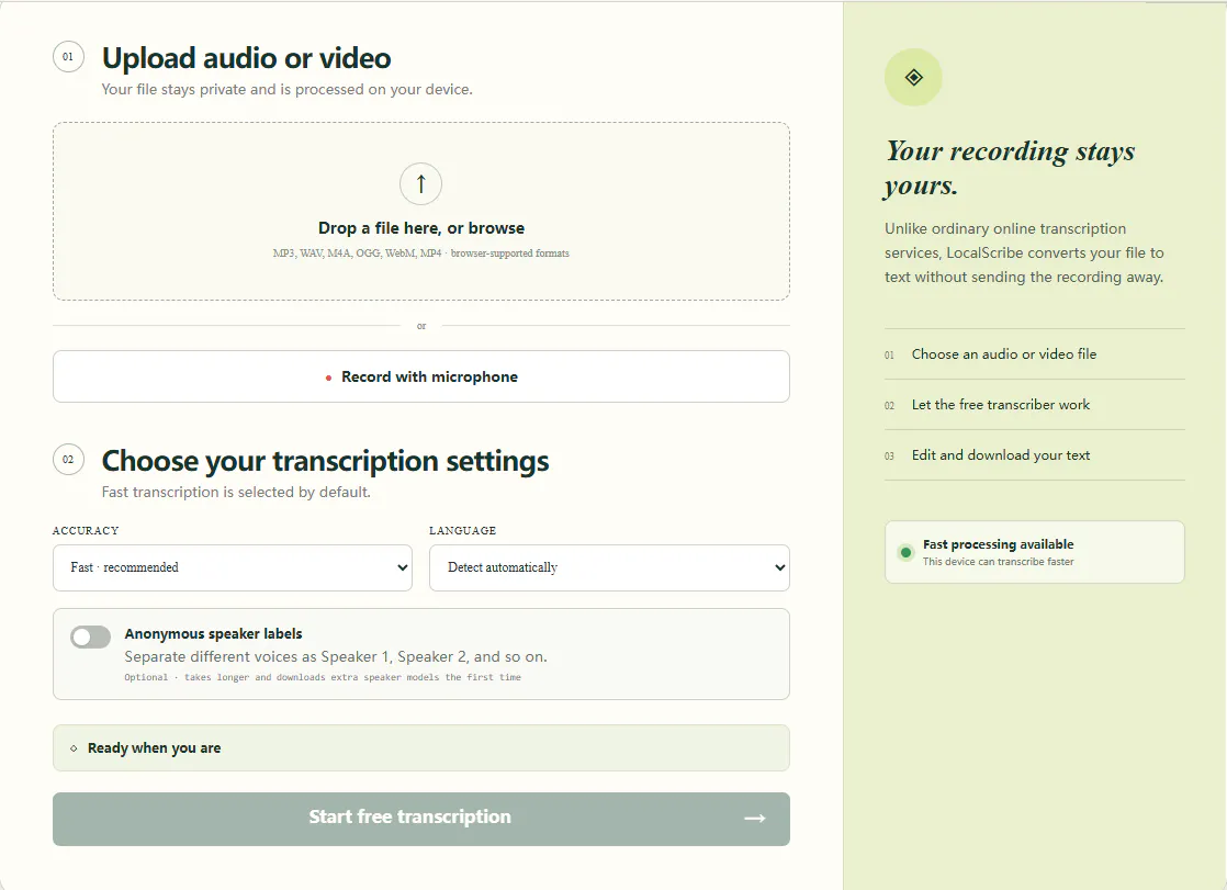 LocalScribe screenshot