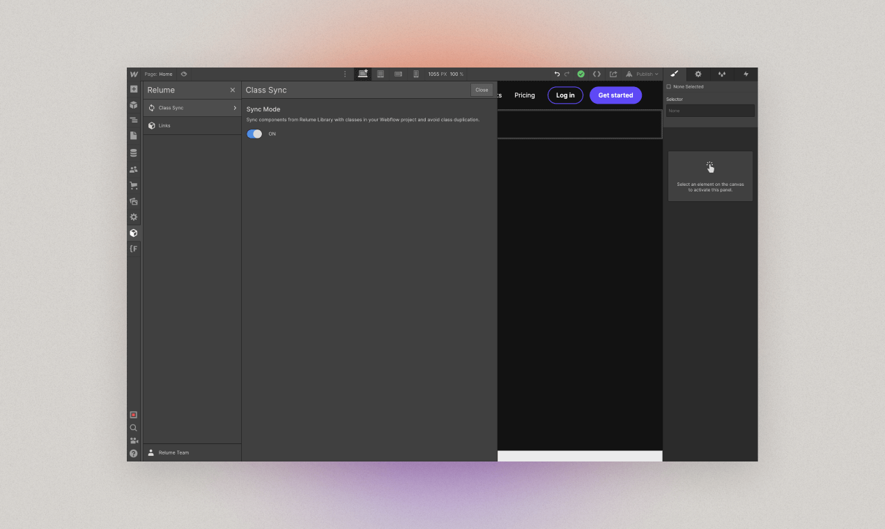 Relium Chrome -Erweiterung für Webflow - Erstellen Sie schneller auf Webflow mit der Relium Chrome -Erweiterung Medien 2
