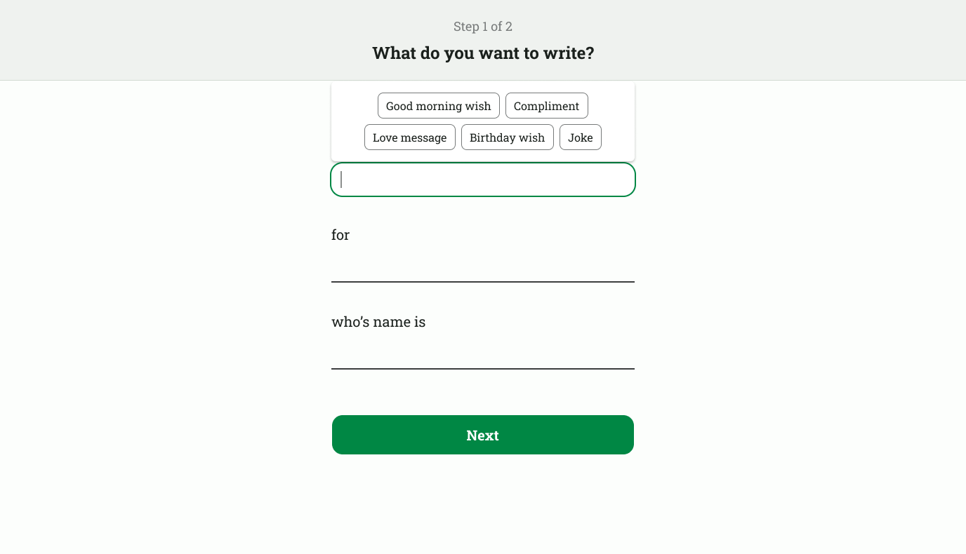 Média Générateur de messages "Olivia" - Construisez votre invite et générez un message personnel 4