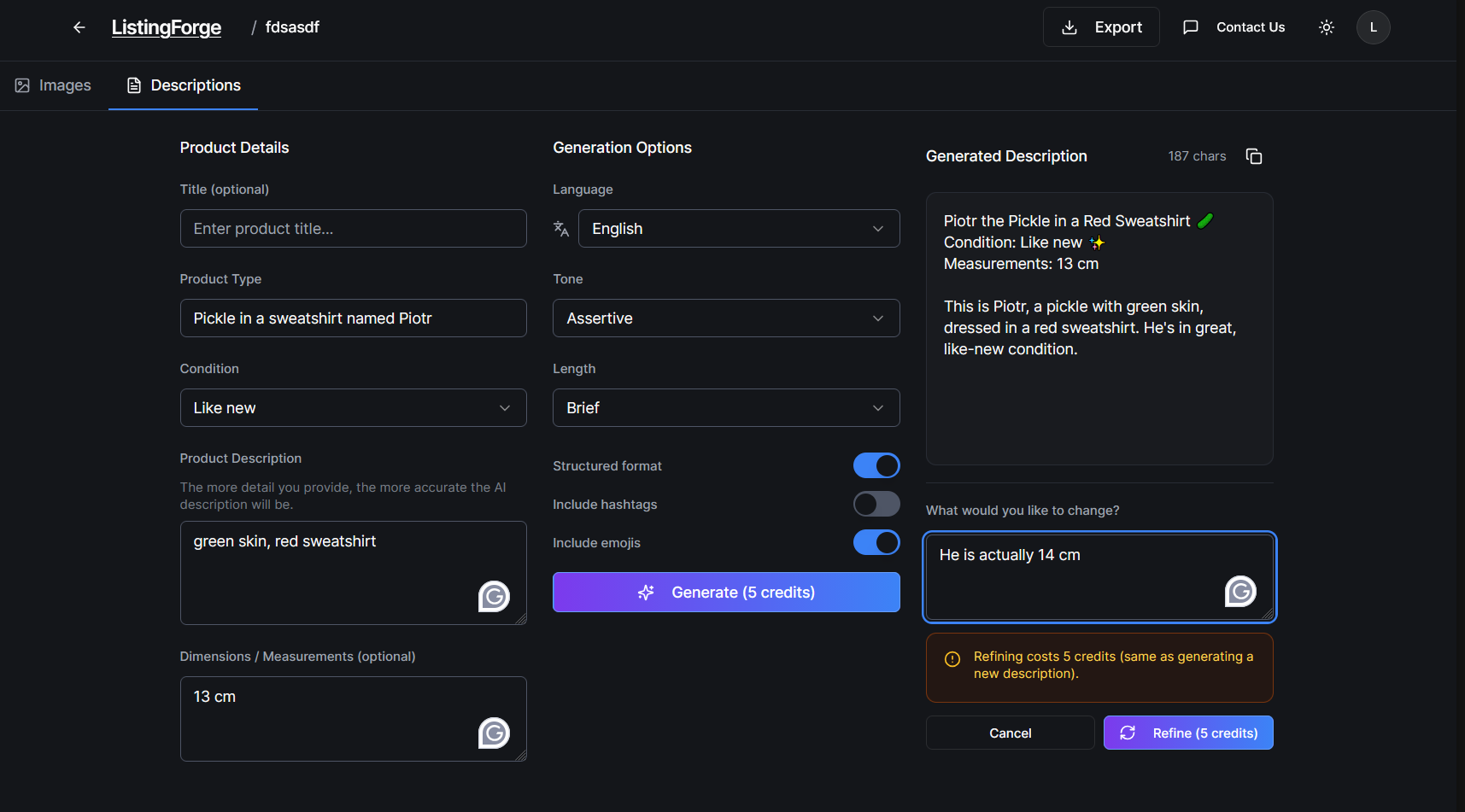 Listing Forge - Screenshot 2 showing product features and functionality