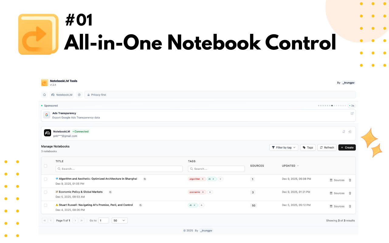 NotebookLM Tools Chrome Extension screenshot