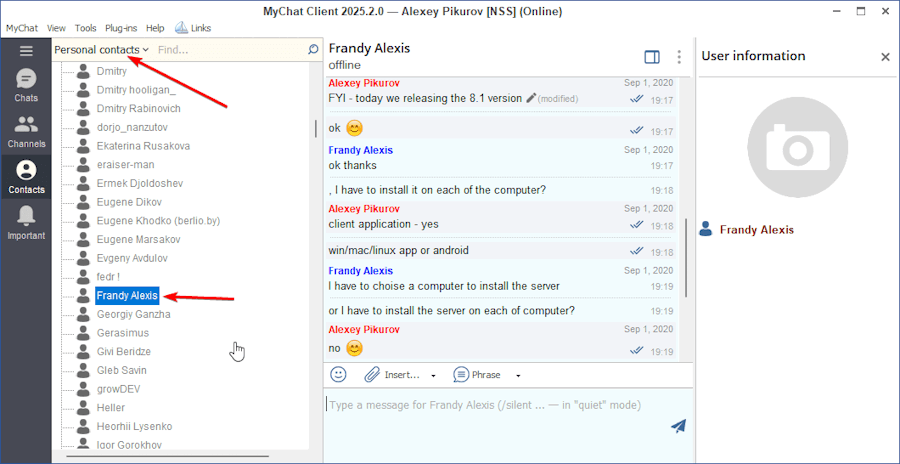 Ratón 2025.3 - Exportar historial de Skype y verlo en mychat media 2