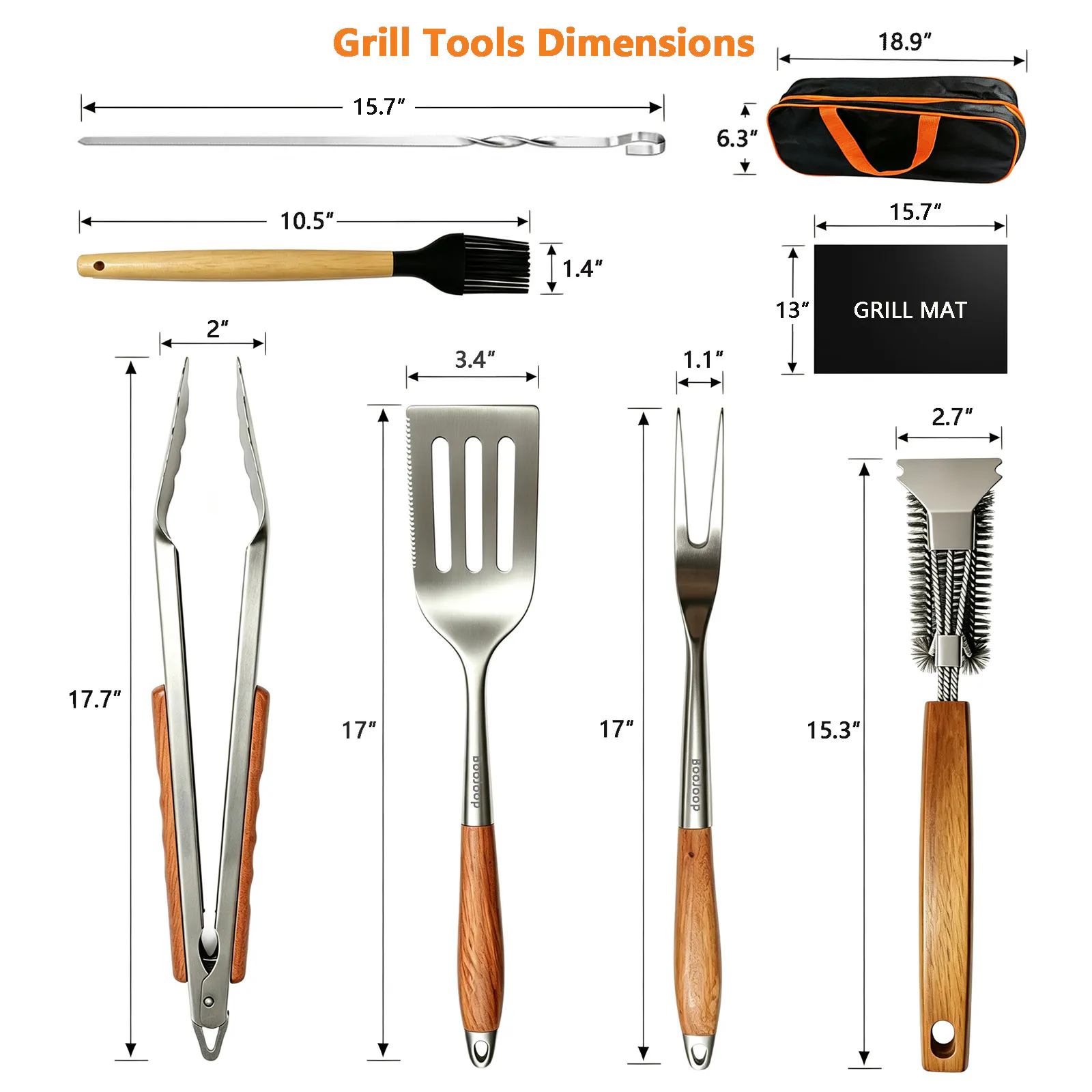 BooJoop 15 Pcs grill tools set gallery image