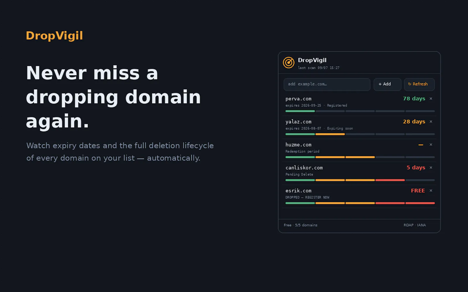 DropVigil Domain Drop screenshot 2