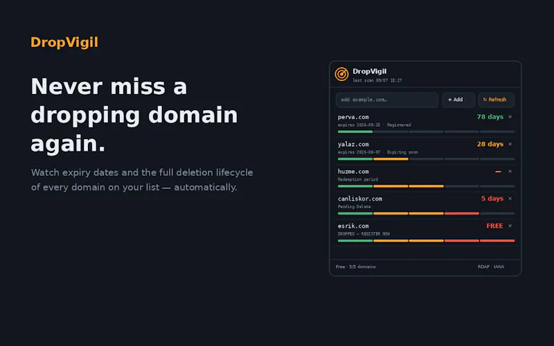 DropVigil Domain Drop screenshot 2
