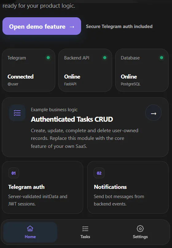 Telegram SaaS Starter gallery image