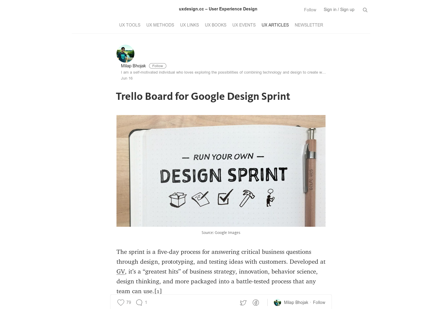 Trello Board for Google Design Sprint