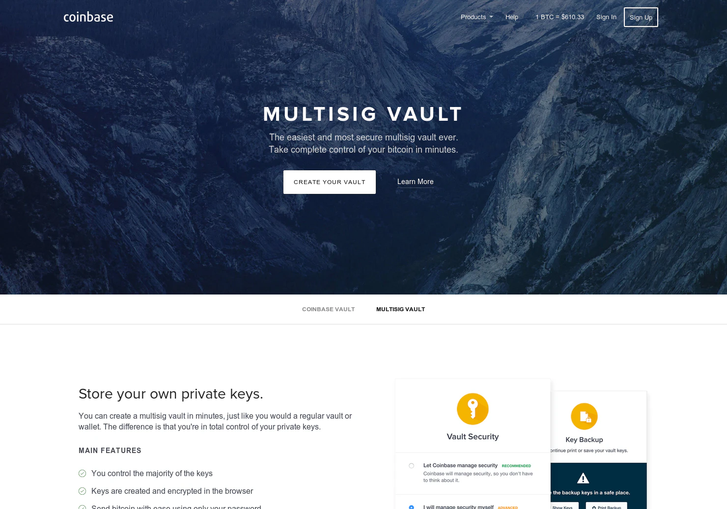 Coinbase Multisig Vault