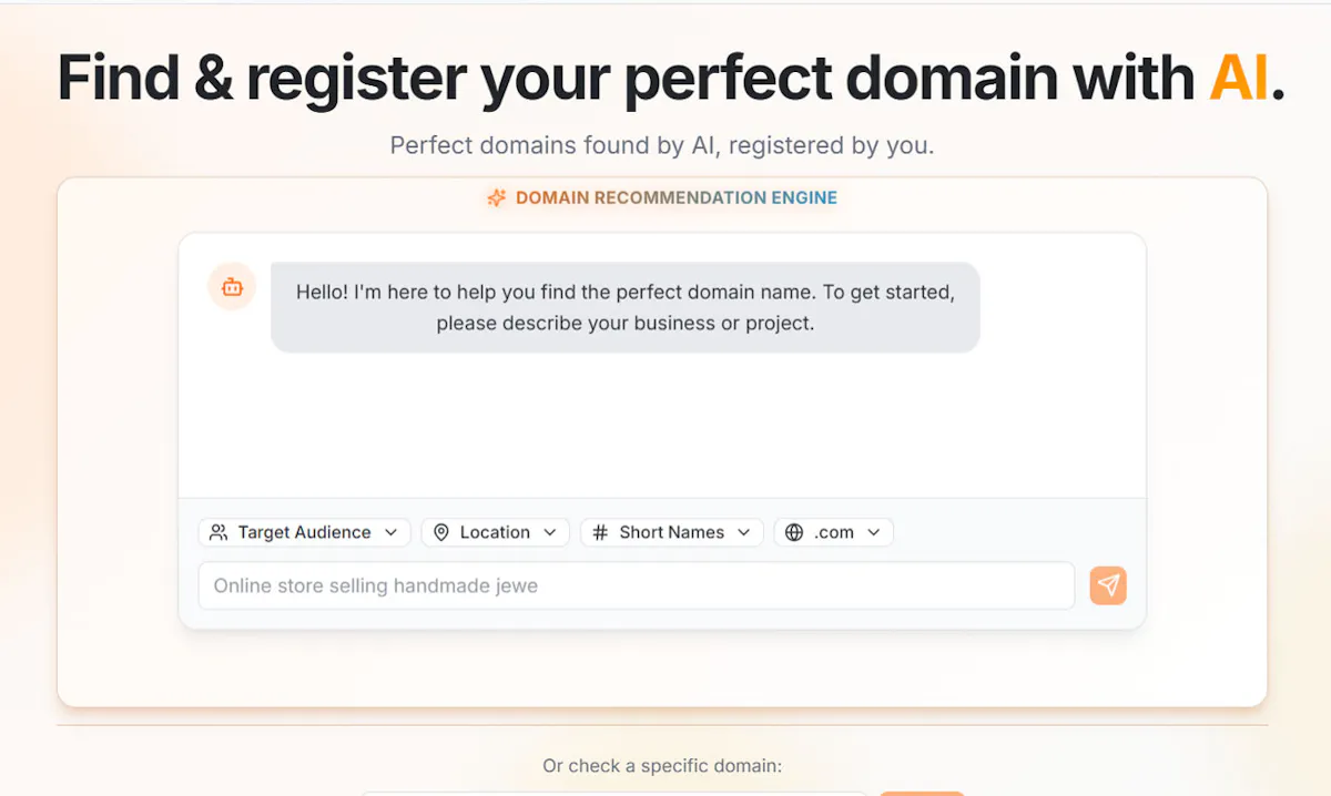 Domain Recommendations Search Engine