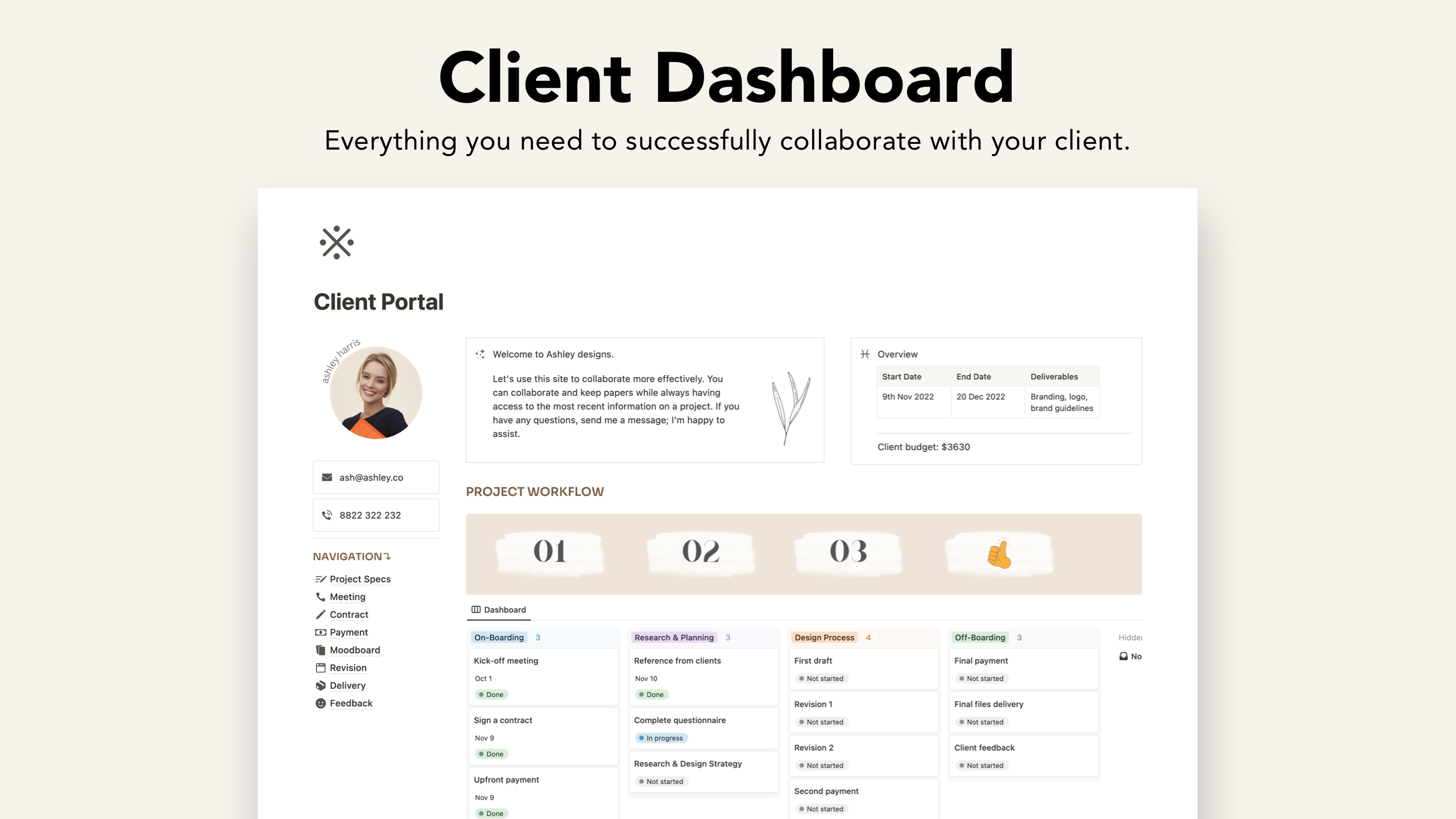 Mídia 9 de Design estético do portal do cliente - Um portal de clientes de noção para seus clientes
