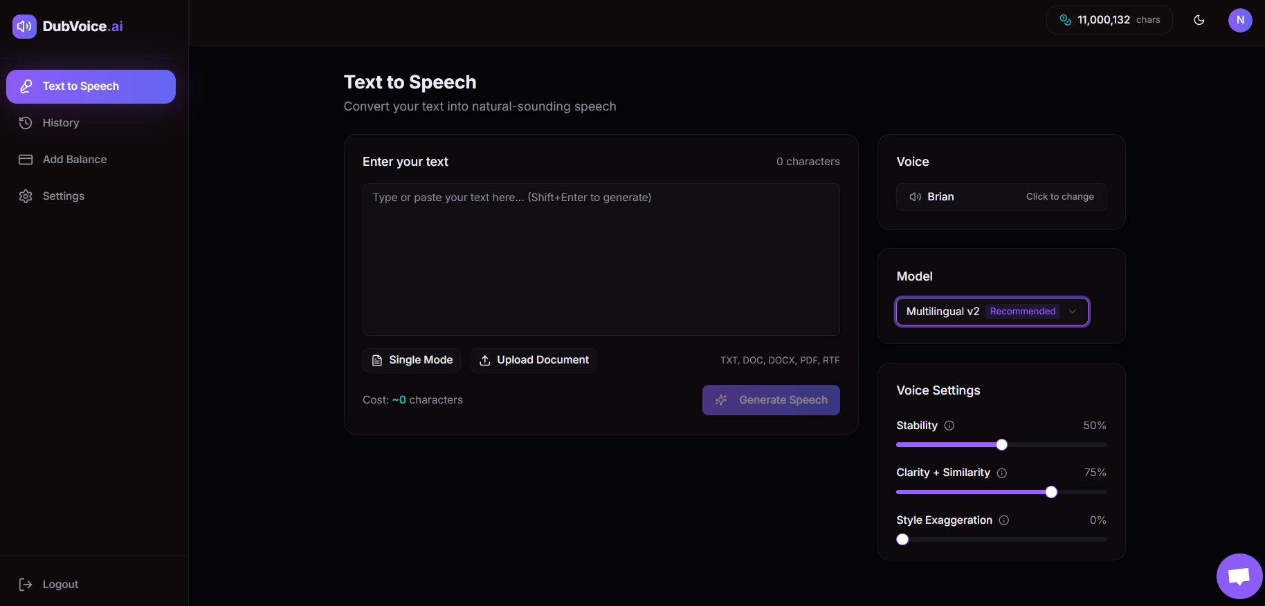 DubVoice.ai - Main product screenshot demonstrating key features and user interface