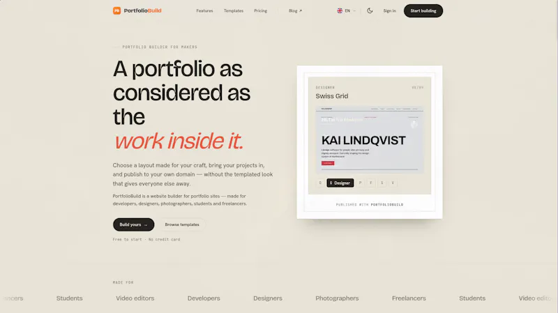 PortfolioBuild screenshot 2