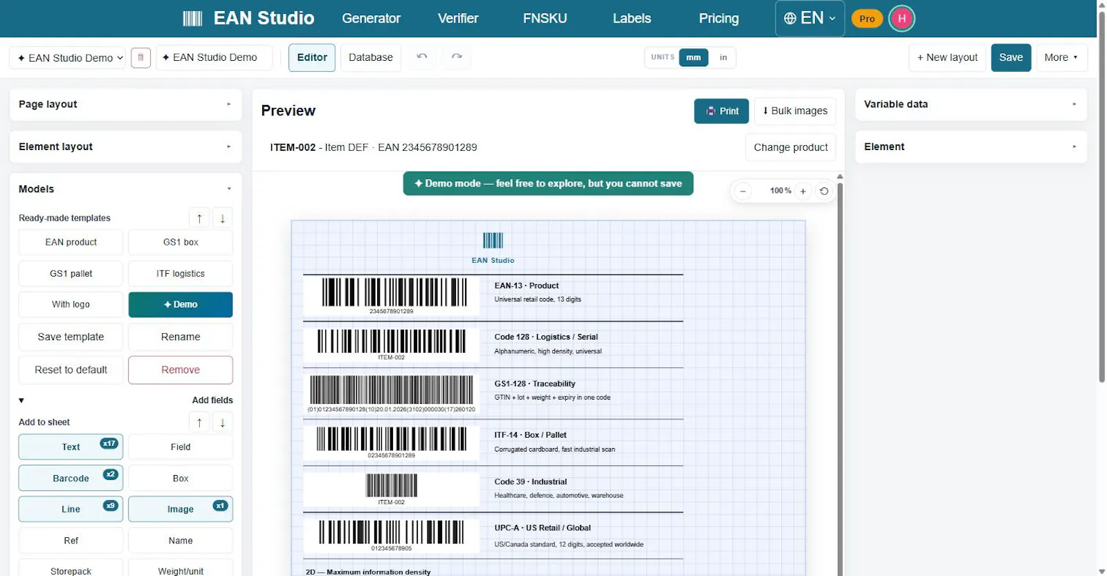 EAN Studio screenshot 2