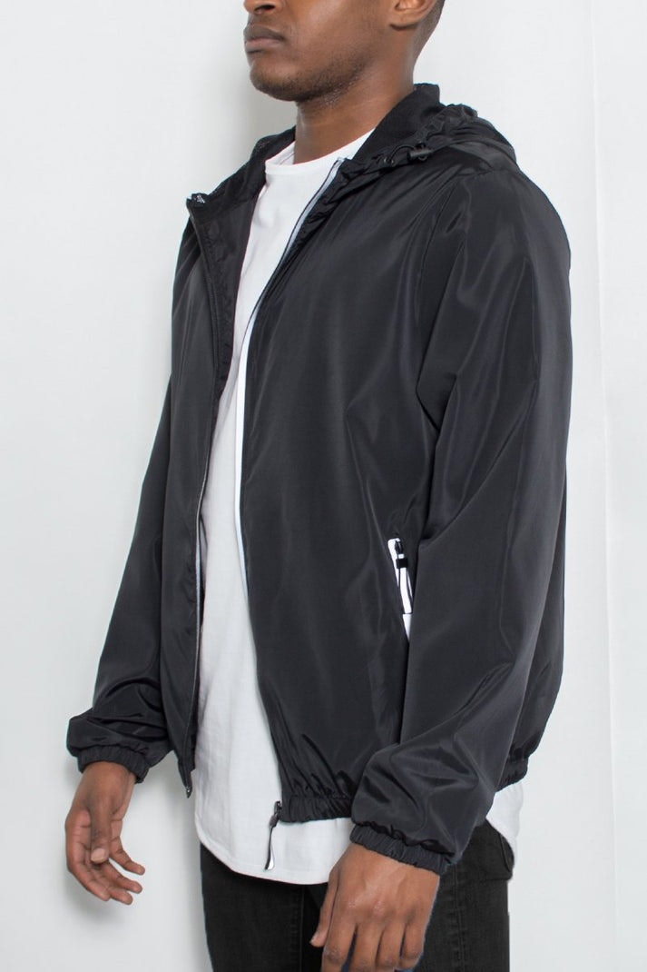 Reflective Zipper Windbreaker Black