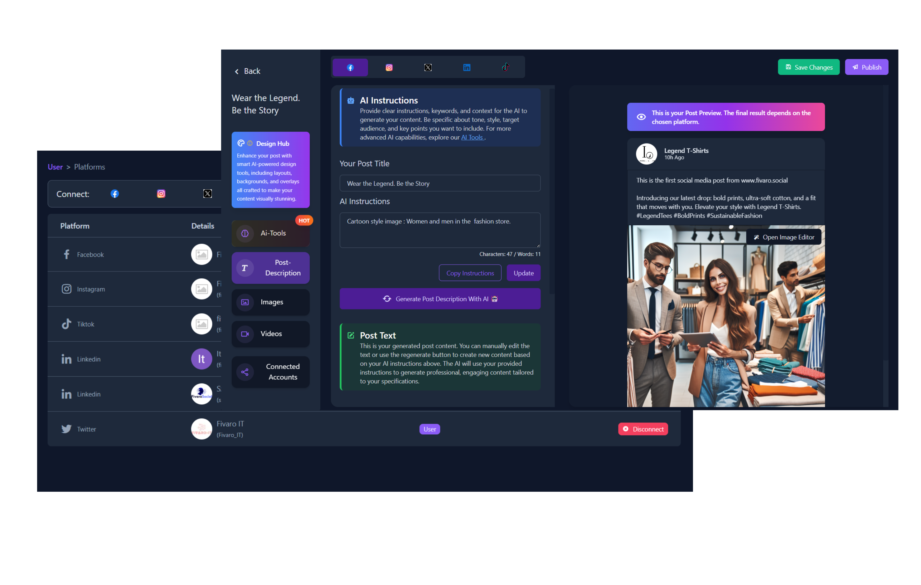 FivaroSocial - Screenshot 4 showing product features and functionality
