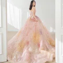 Strapless 3D Flowers Pink Wedding Gowns gallery image