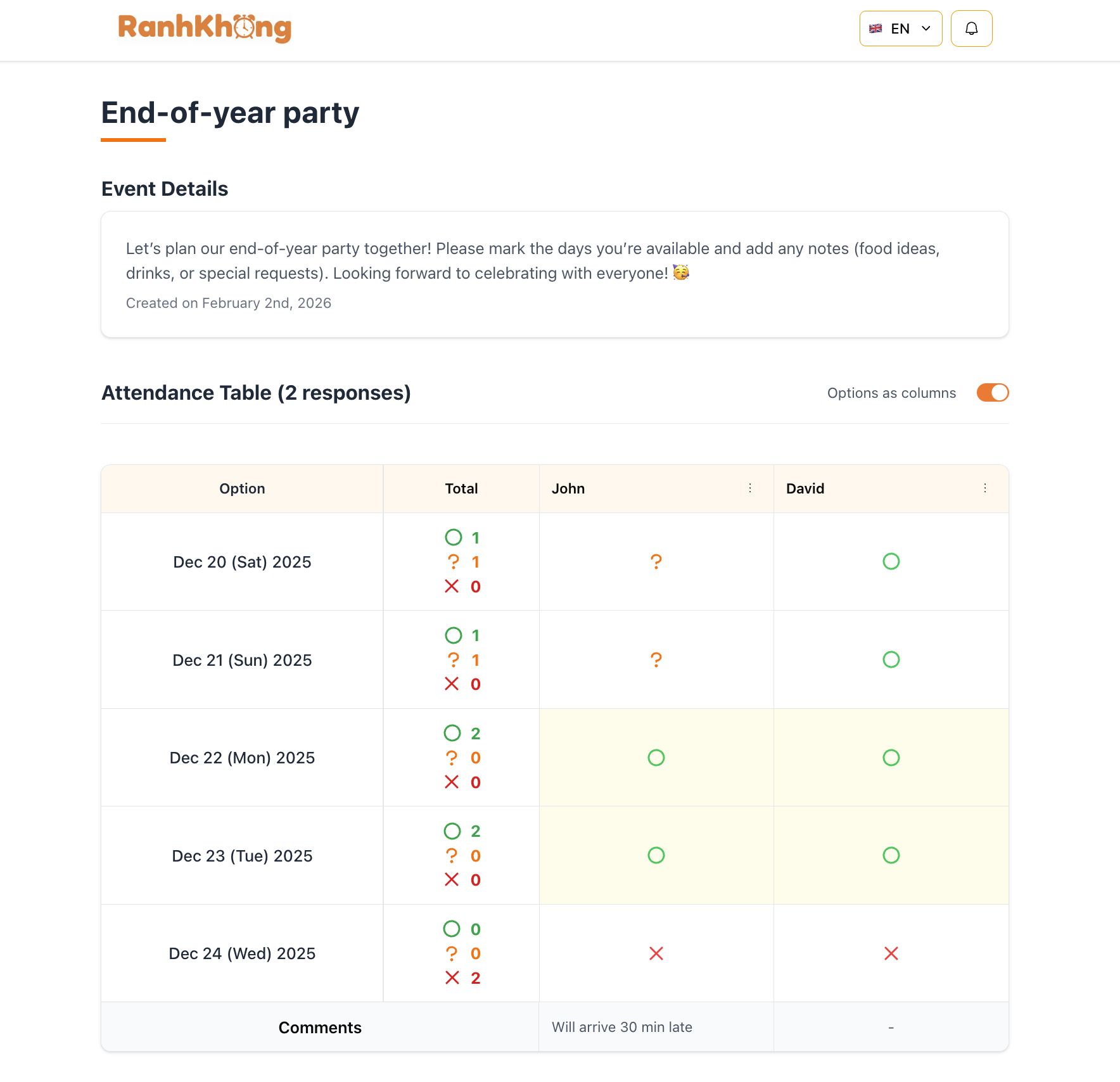 RanhKhong - Screenshot 2 showing product features and functionality