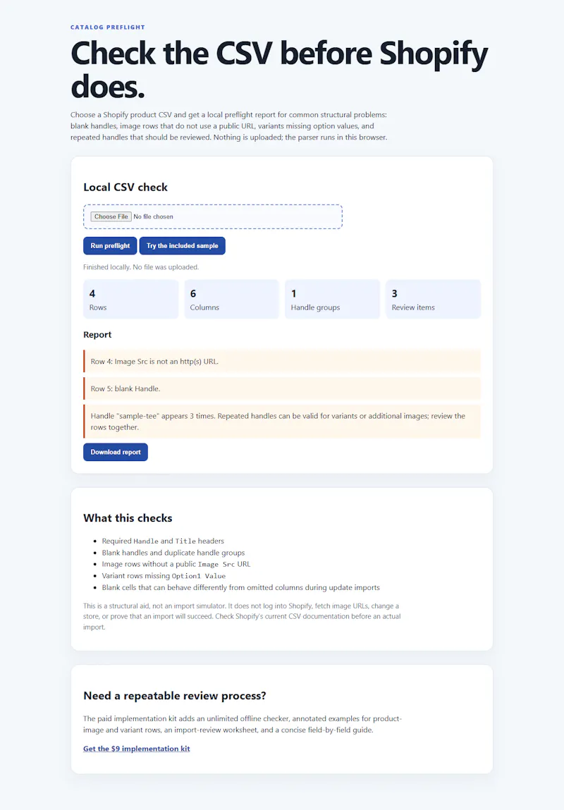Catalog Preflight screenshot 2