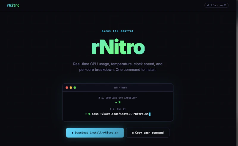 rNitro — macOS CPU Monitor screenshot 1