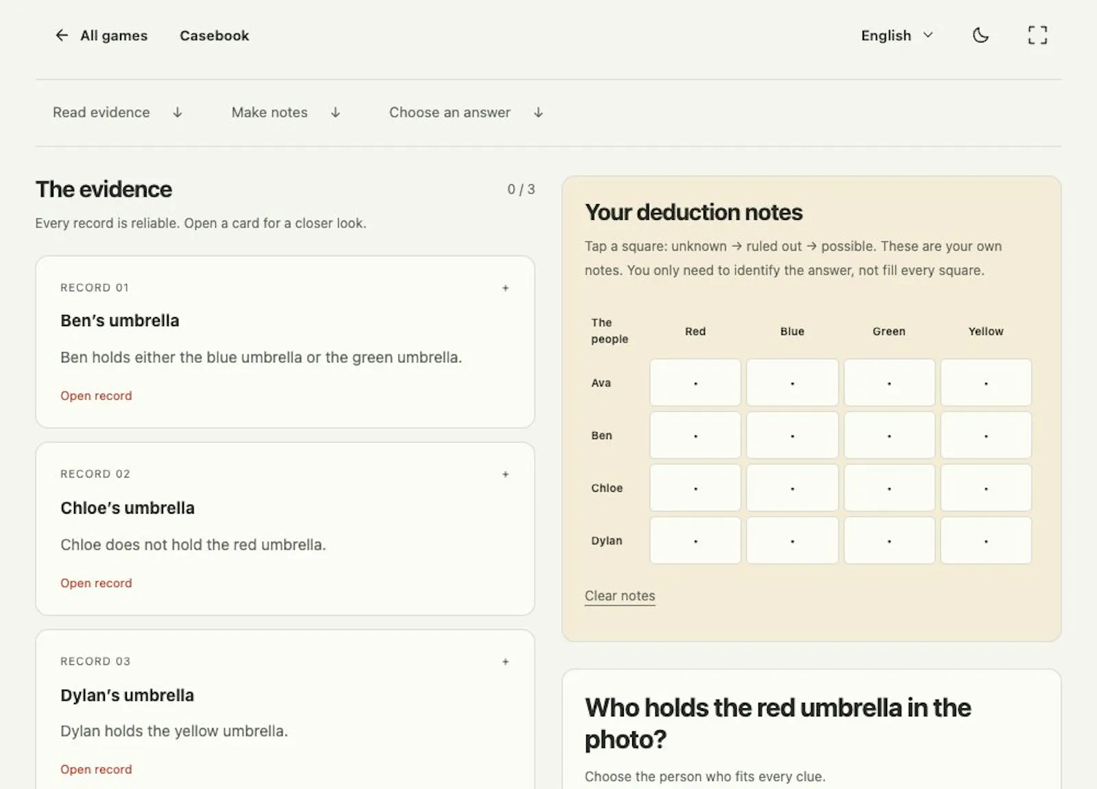 Casebook screenshot 2