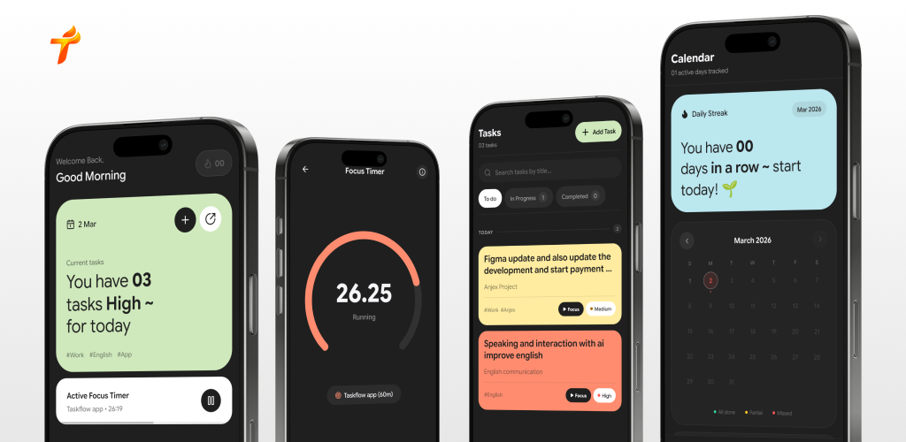 TaskFlow - Main product screenshot demonstrating key features and user interface