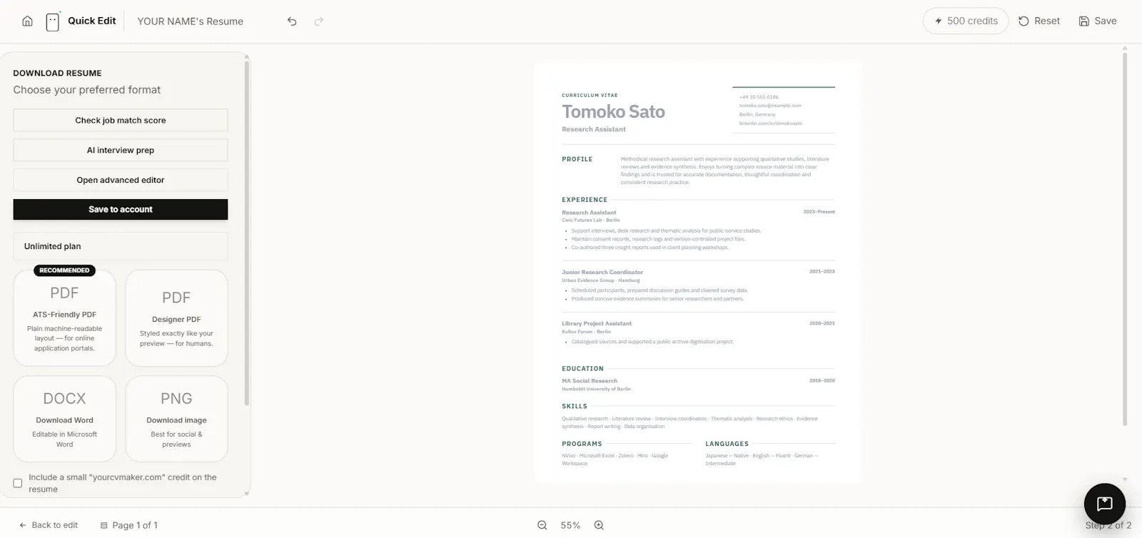 YourCVMaker screenshot 3