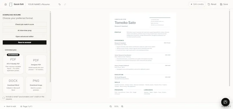 YourCVMaker screenshot 3