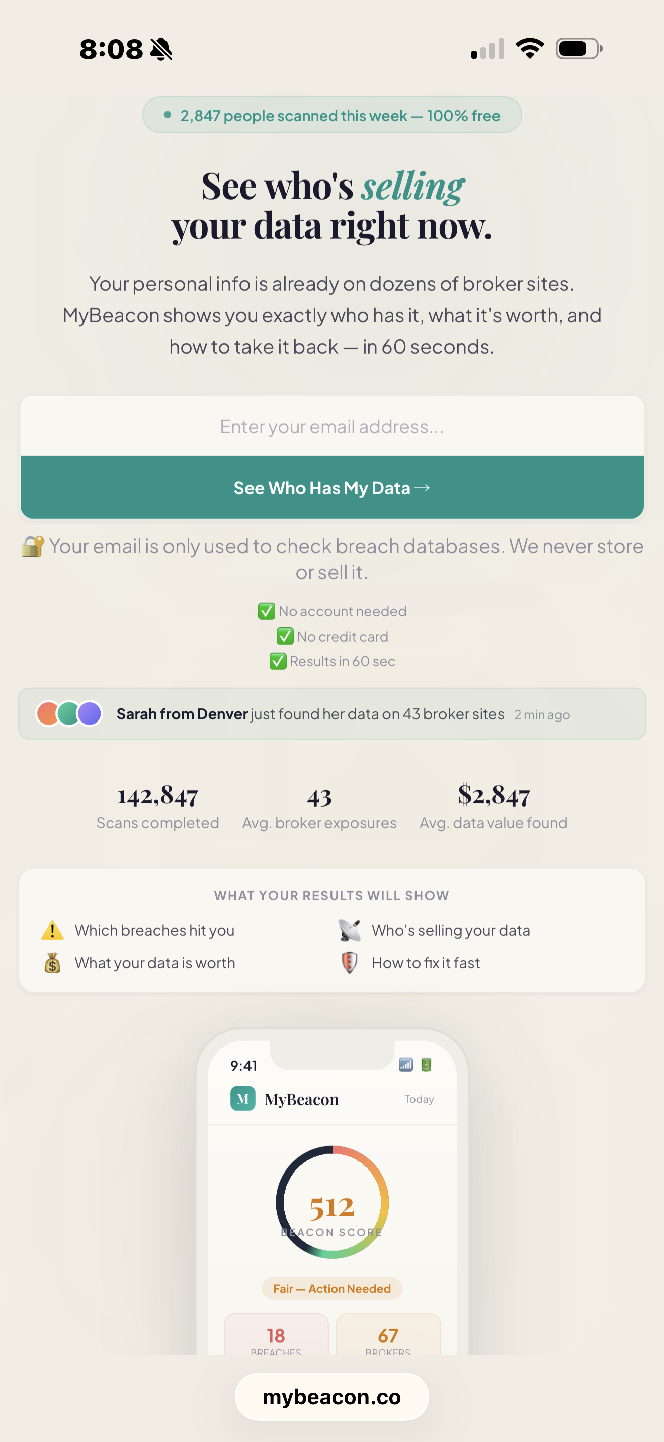 MyBeacon.co - Main product screenshot demonstrating key features and user interface