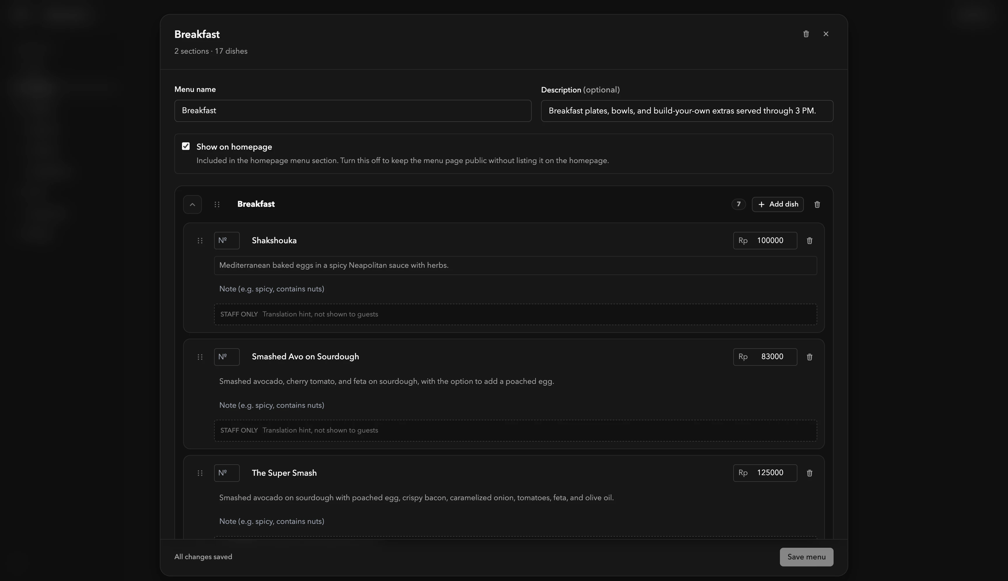 Menu Builder screenshot 3