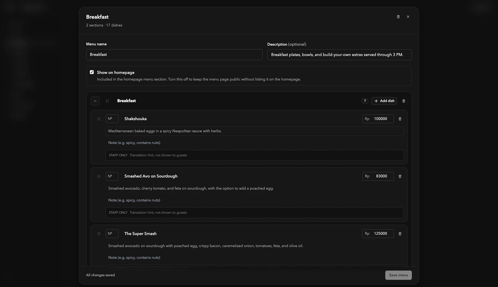 Menu Builder screenshot 4