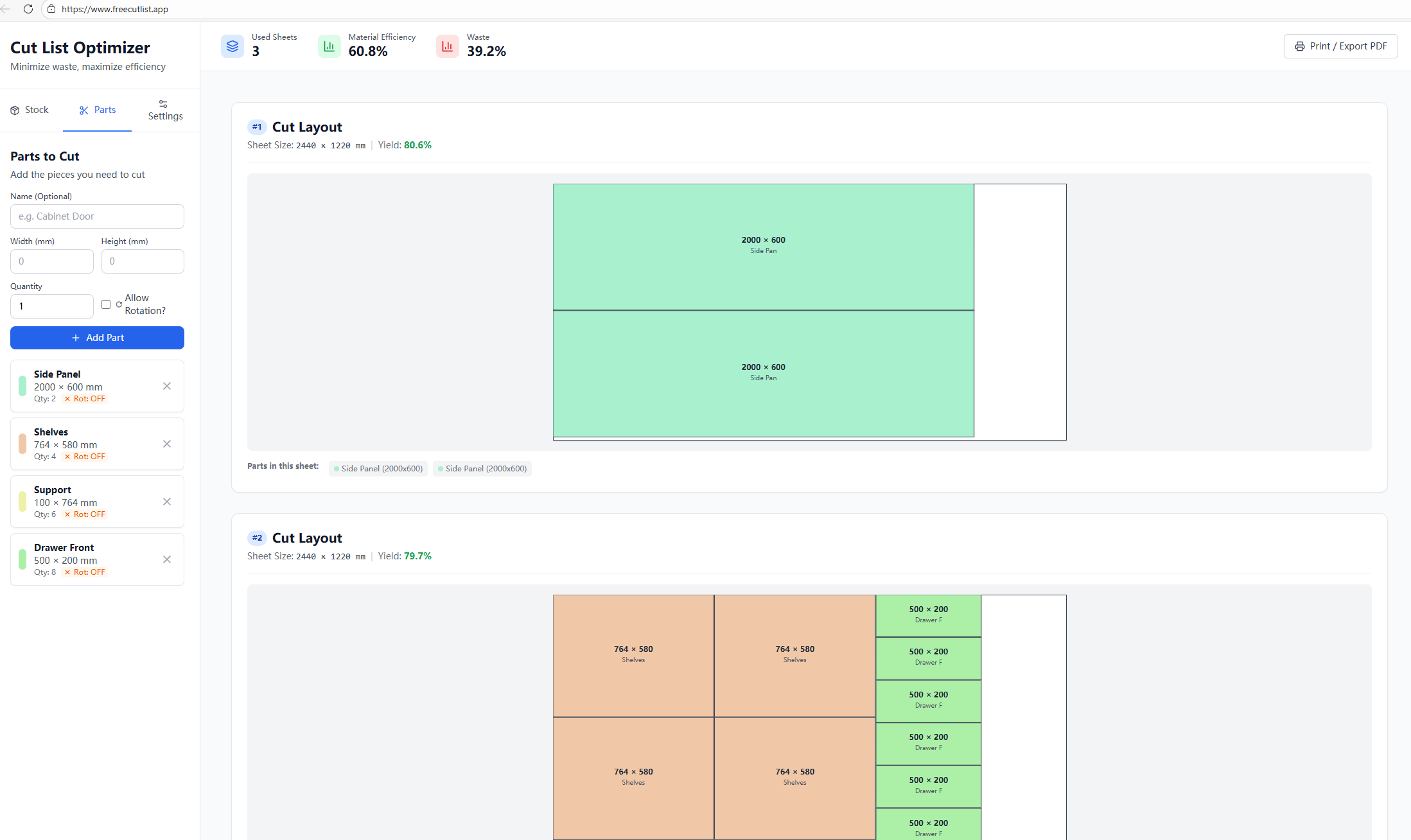 Free Cut List Optimizer gallery image