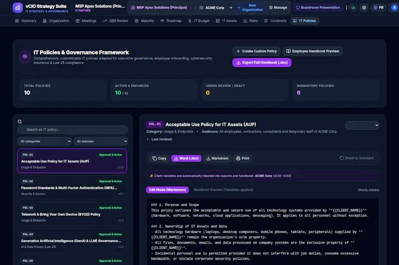 vCIO Strategy Suite screenshot 10