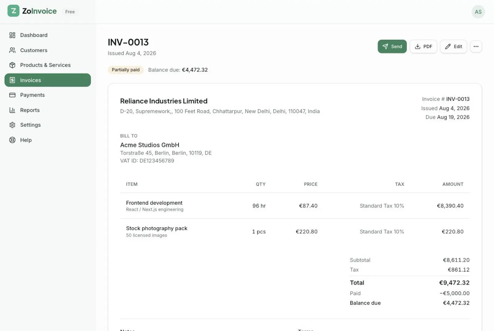 ZoInvoice screenshot 7