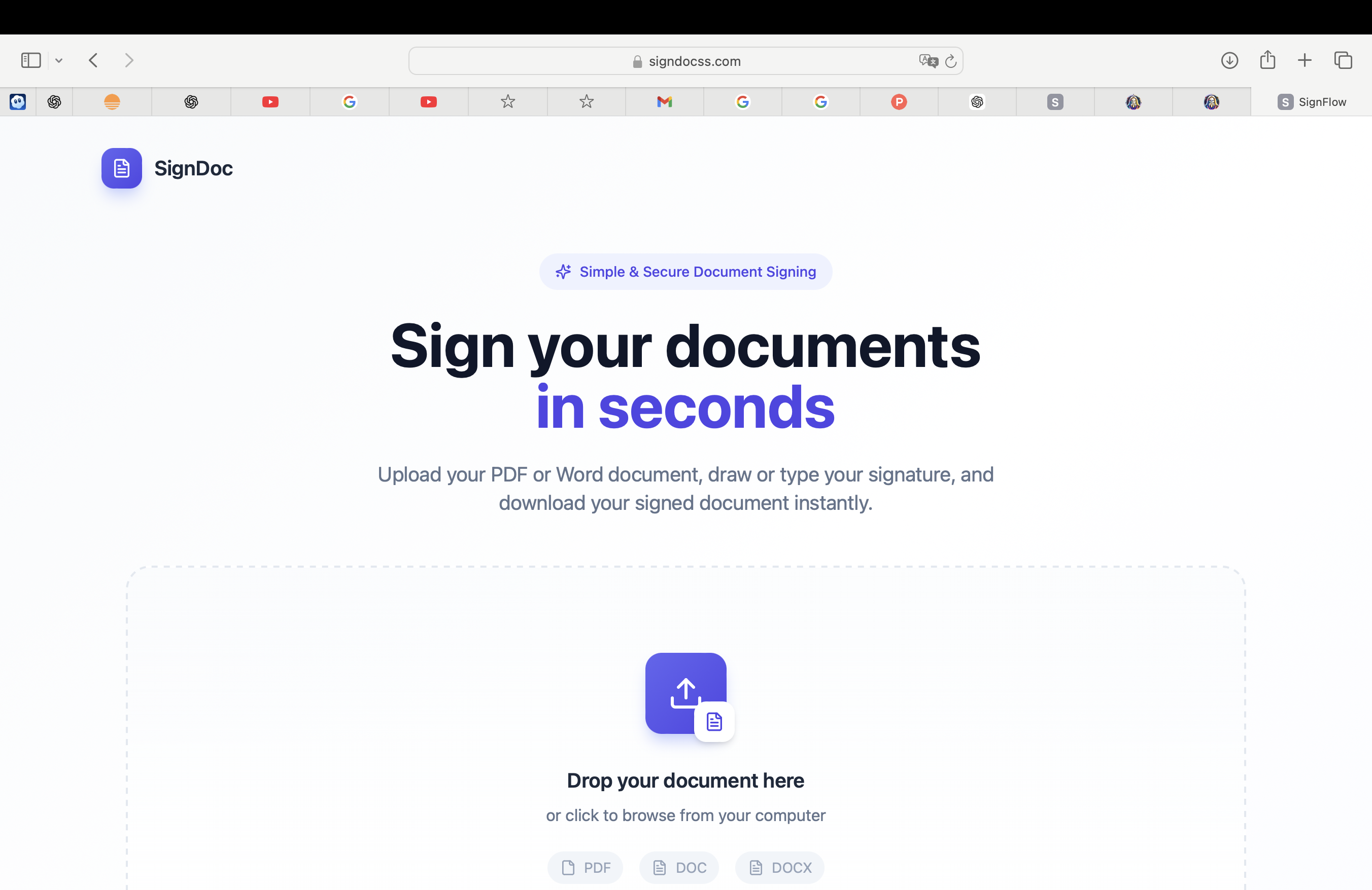 SignDocss - Main product screenshot demonstrating key features and user interface