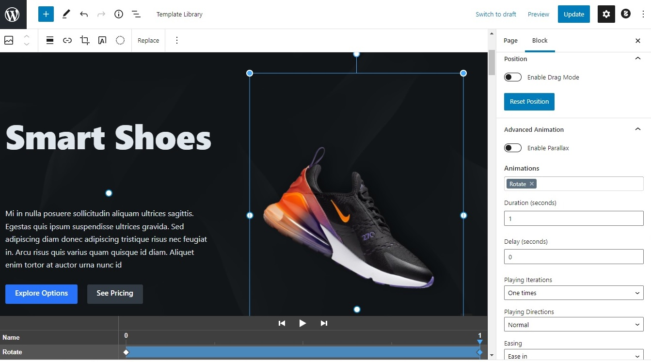 Wordpress Advanced Animation gallery image