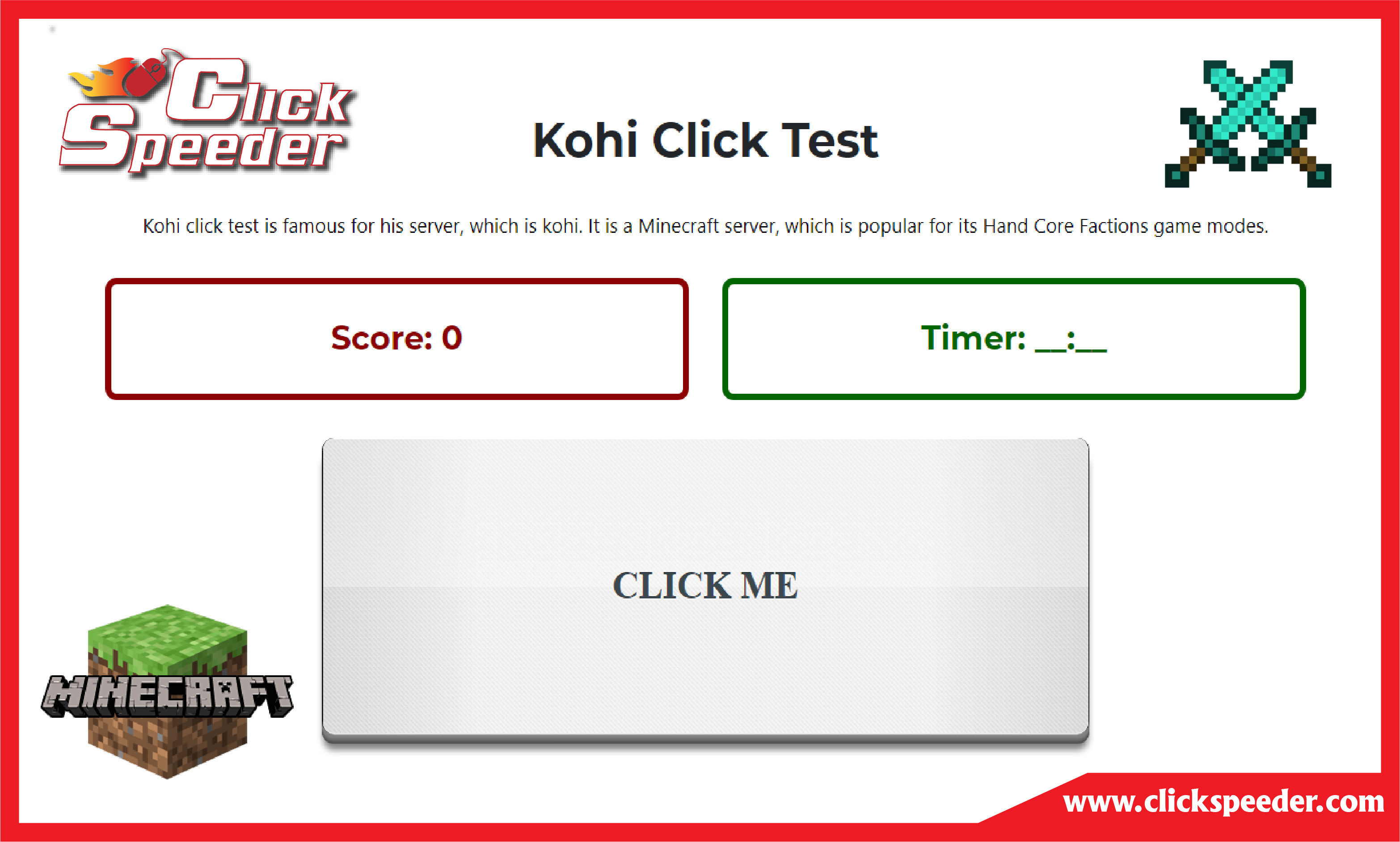 Kohi Clicks Test - Minecraft Online Gaming Test