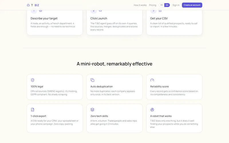 T BIZ — Qualified B2B leads in minutes screenshot 2