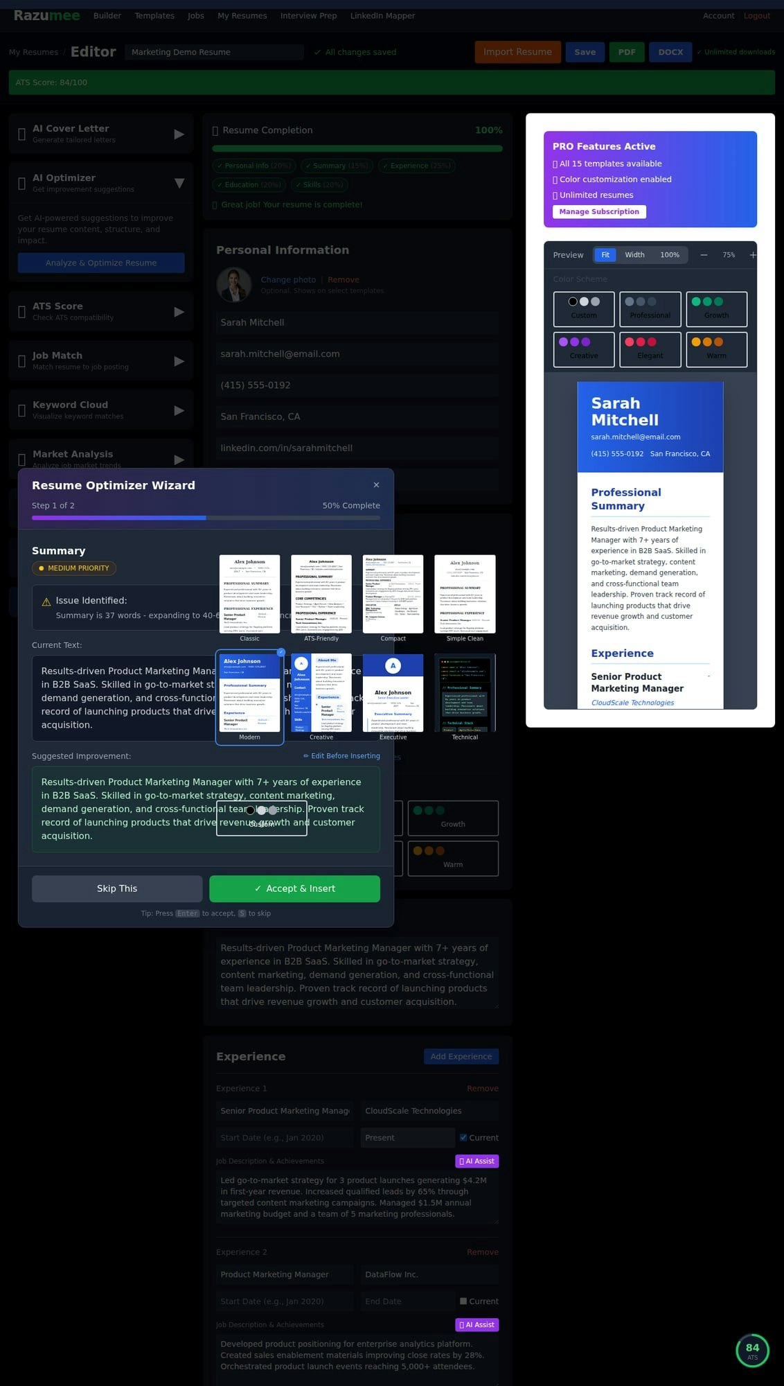 Razumee - Screenshot 4 showing product features and functionality