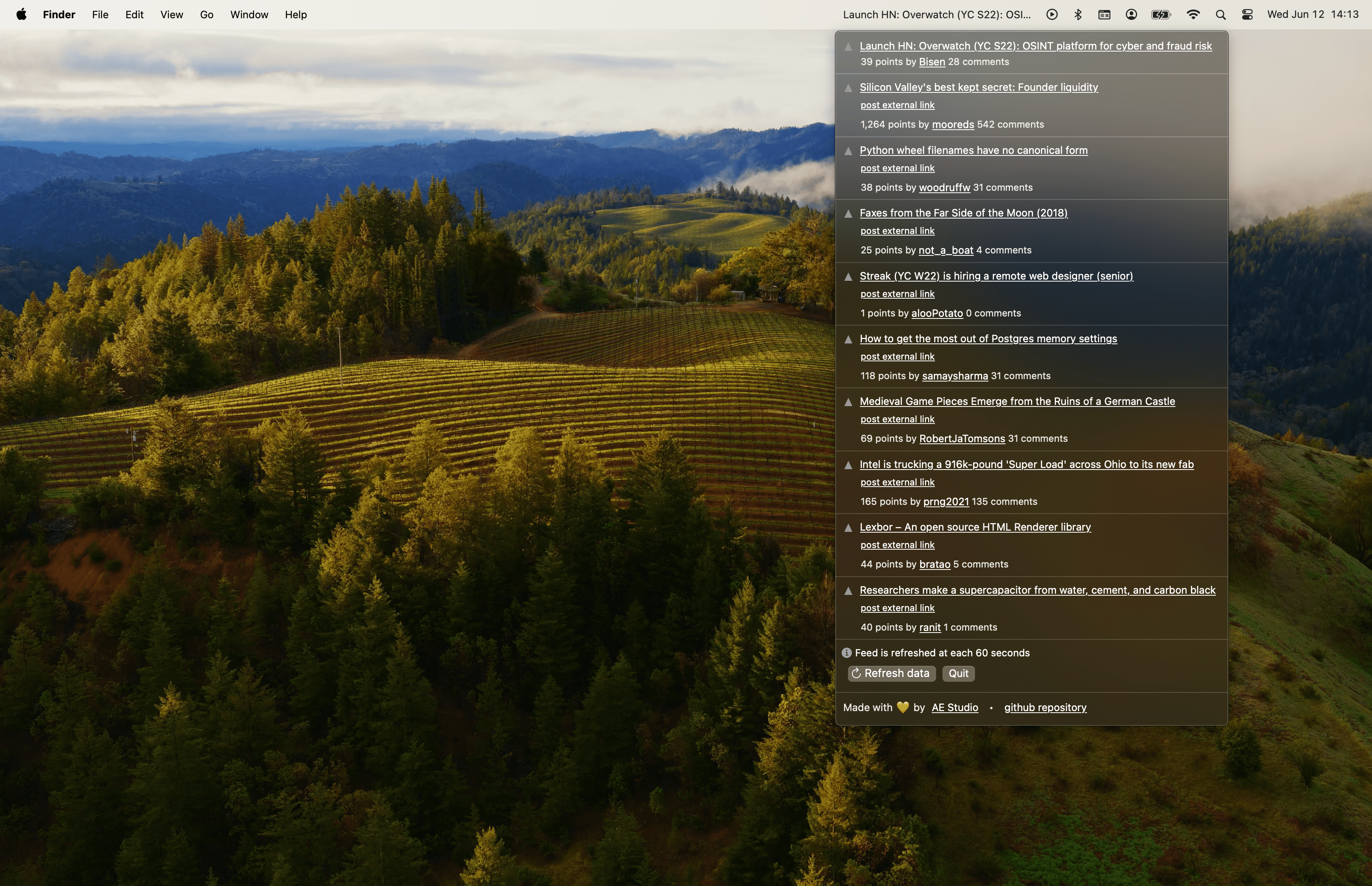 MacOS için Hacker News Menü Bar Uygulaması media 1