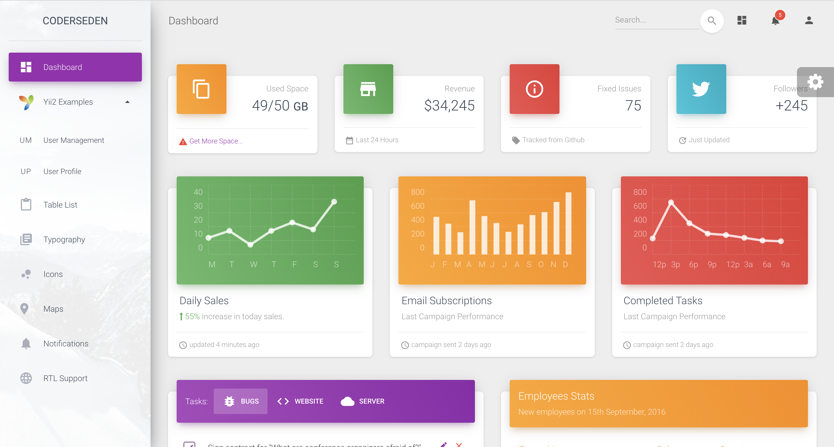Material Dashboard Yii2 gallery image