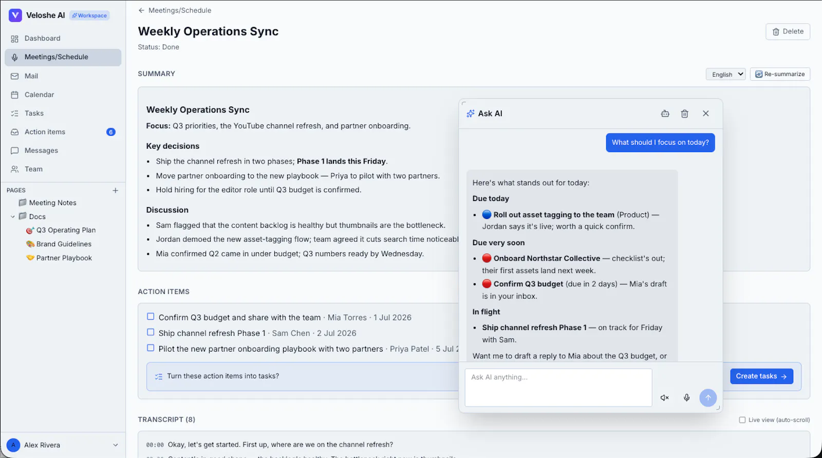 Veloshe AI Workspace screenshot 1