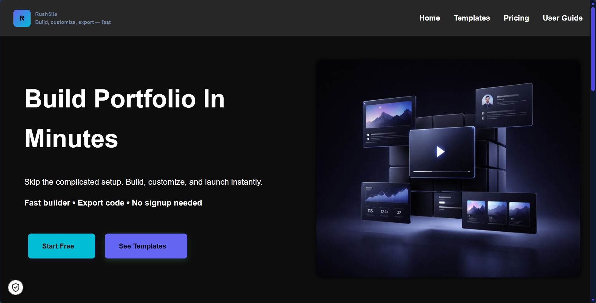 RushSite - Screenshot 2 showing product features and functionality