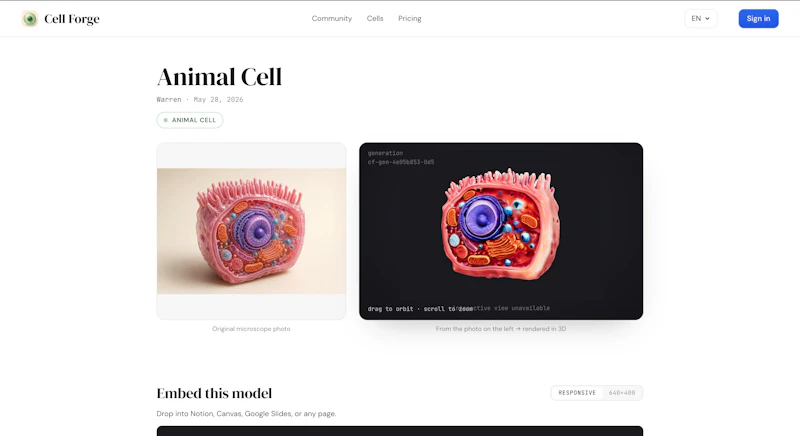 3D cell models from images — Cell Forge screenshot 2
