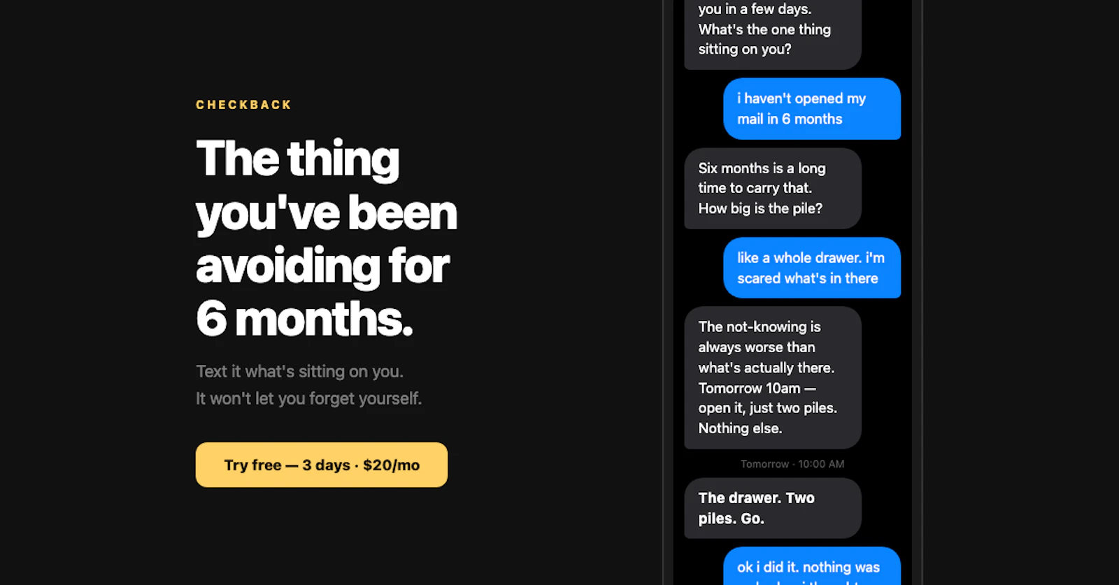 Checkback screenshot 1