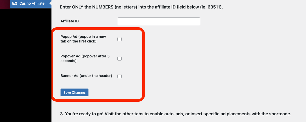 WordPress Plugin Casino & Sportsbook -advertenties - Casino en sportweddenschappen Auto -advertenties voor WordPress media 5