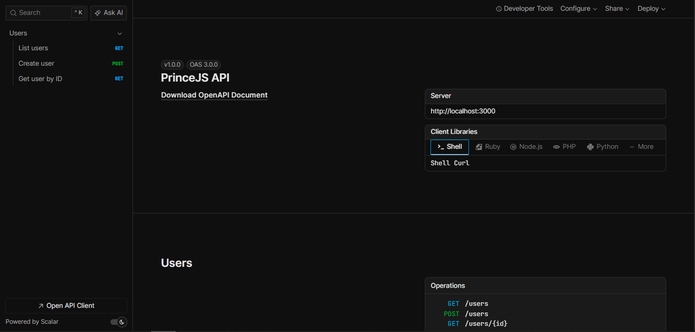 PrinceJS - Screenshot 5 showing product features and functionality