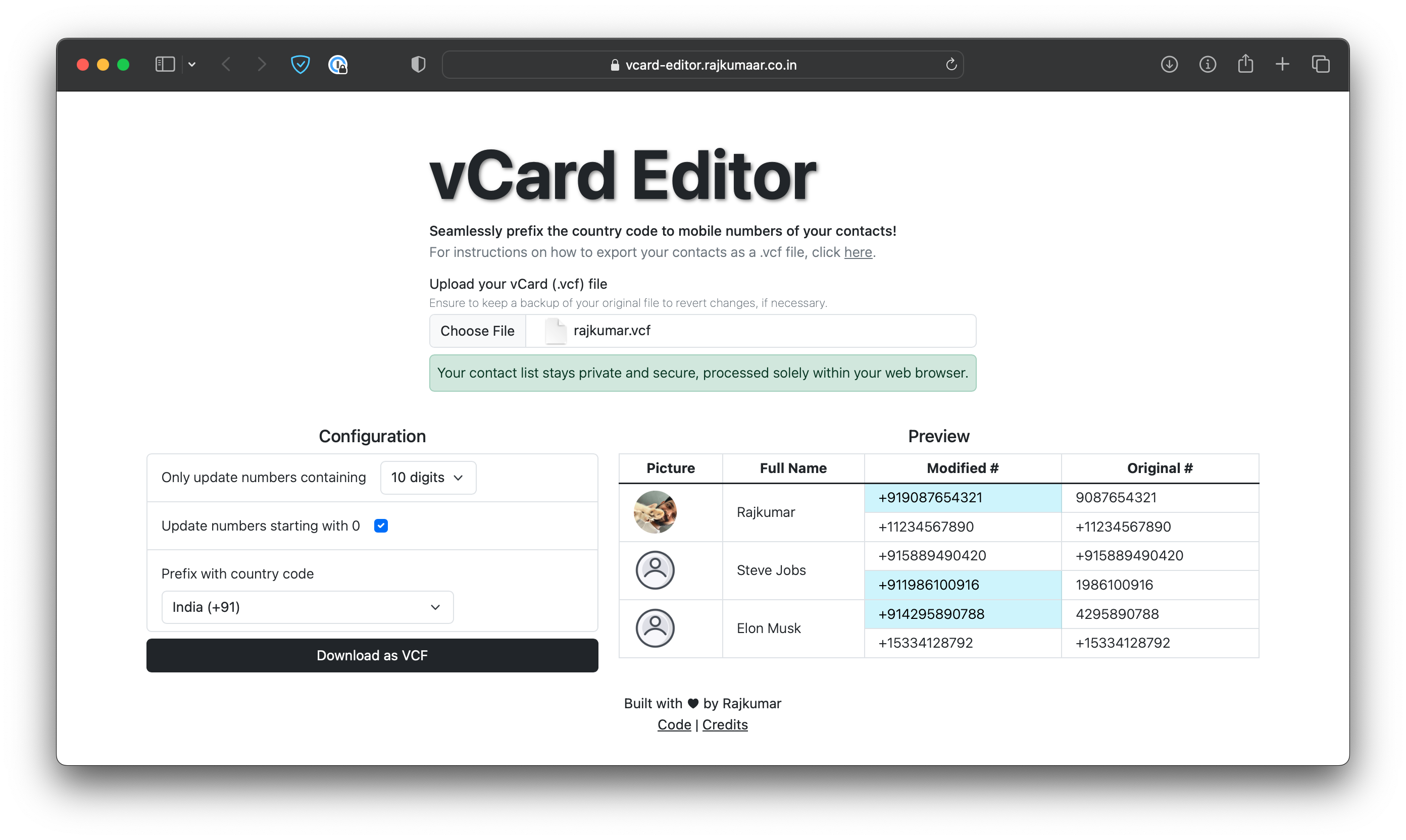 Media Editor VCard 1