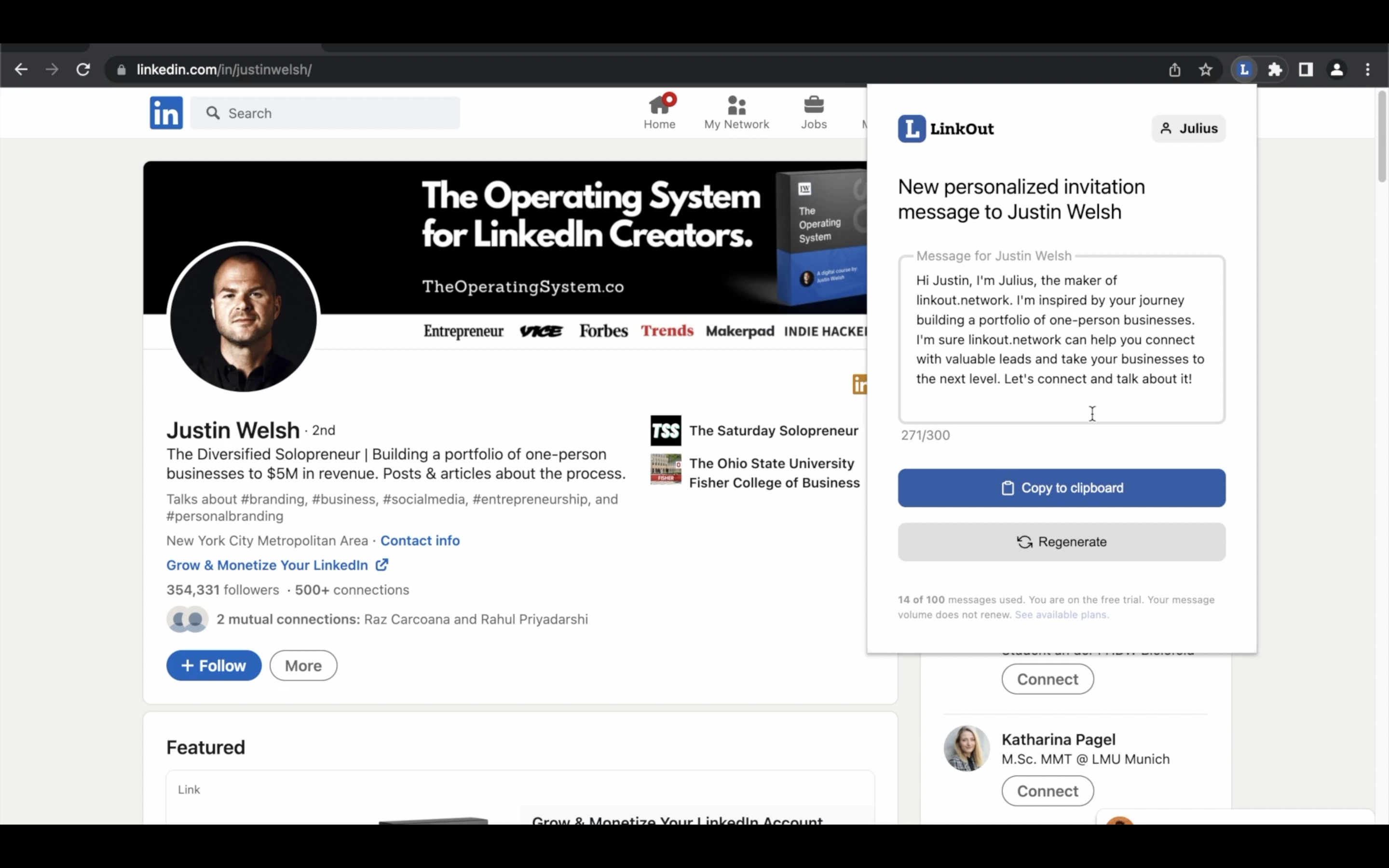 Media Garis - Buat mesej sejuk LinkedIn yang diperibadikan dengan satu klik 3