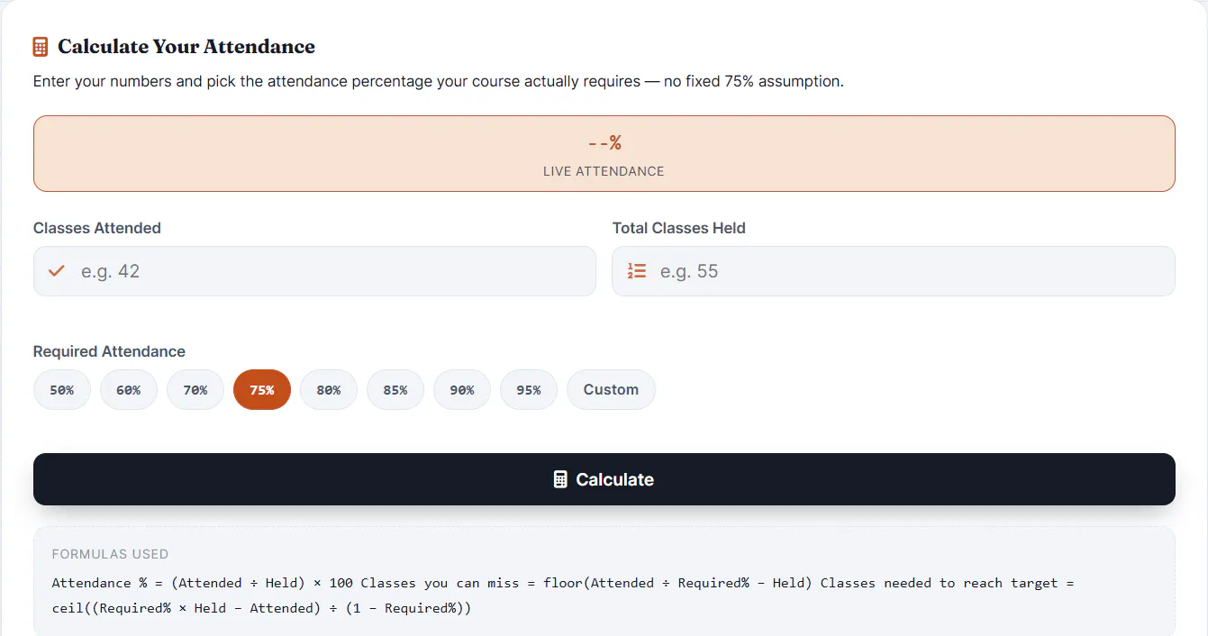 Attendance Percentage Calculator gallery image