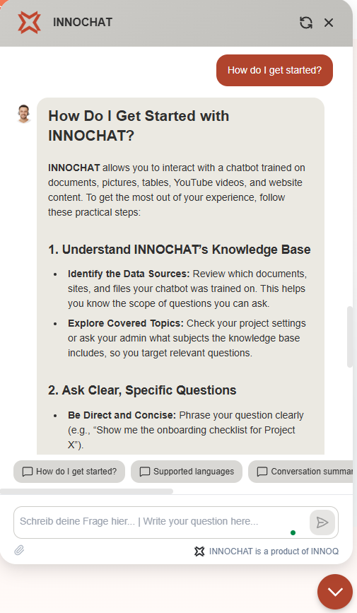 INNOCHAT - Screenshot 2 showing product features and functionality